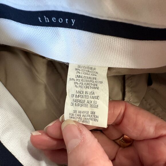 Theory Tan Izelle S Slanted Front Pocket Cropped Front Crease Trouser Pant 8 - Picture 10 of 14